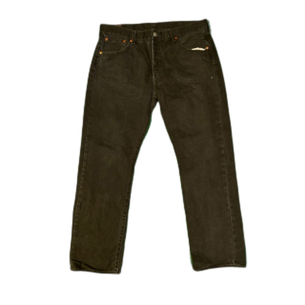 Levi's 501 black denim jeans button fly size 38 straight leg fit